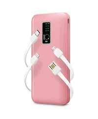 GabbaGoods 10,000mAh Rapid Charging Power Bank with Lcd Battery Display, 4 Built-In Cables, and Phone Stand