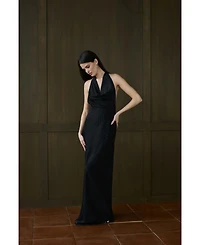 WeWoreWhat Women's Cowl Halter Maxi Dress