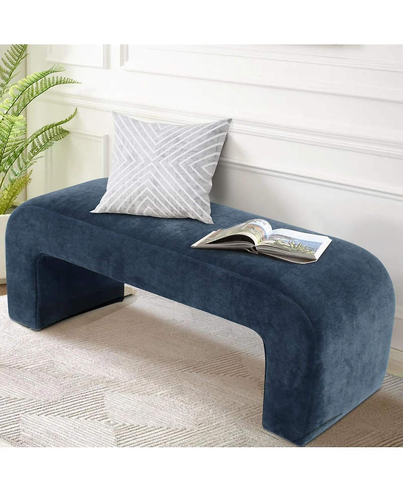 47" Velvet Upholstered Waterfall Bench, Modern Bed Bench for Living Room or Entryway-Maison Boucle