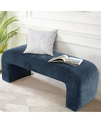 47" Velvet Upholstered Waterfall Bench, Modern Bed Bench for Living Room or Entryway-Maison Boucle