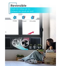 Black+Decker 9" Dual Window Fan for Window Screen with 2 Speed Settings, Twin Window Fan, Black