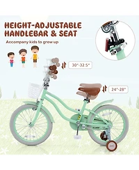 18 Inch Kids Bike with Adjustable Seat and Bell for Kids 3-8 Years Olds