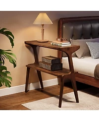 Tribesigns Set of 2 Narrow Side Table for Living Room, Farmhouse Slim End Table with Storage Shelves, for Bedroom, Small Spaces, Easy Assembly