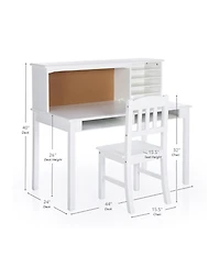 Guidecraft Kids' Media Desk with Hutch and Chair Set – Natural: Kids Table Set, Computer Storage Hutch, Bedroom Furnit