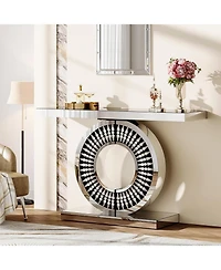 Tribesigns 43-Inch Silver Console Table, Entryway Table with Mirror Finish for Entrance, Living Room, Hallway