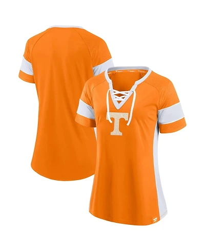 Fanatics Women's Tennessee Orange Volunteers Unmasked Hero Block Party Athena Lace-Up Top