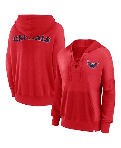 Fanatics Women's Red Washington Capitals Breakout Lace-Up Pullover Hoodie