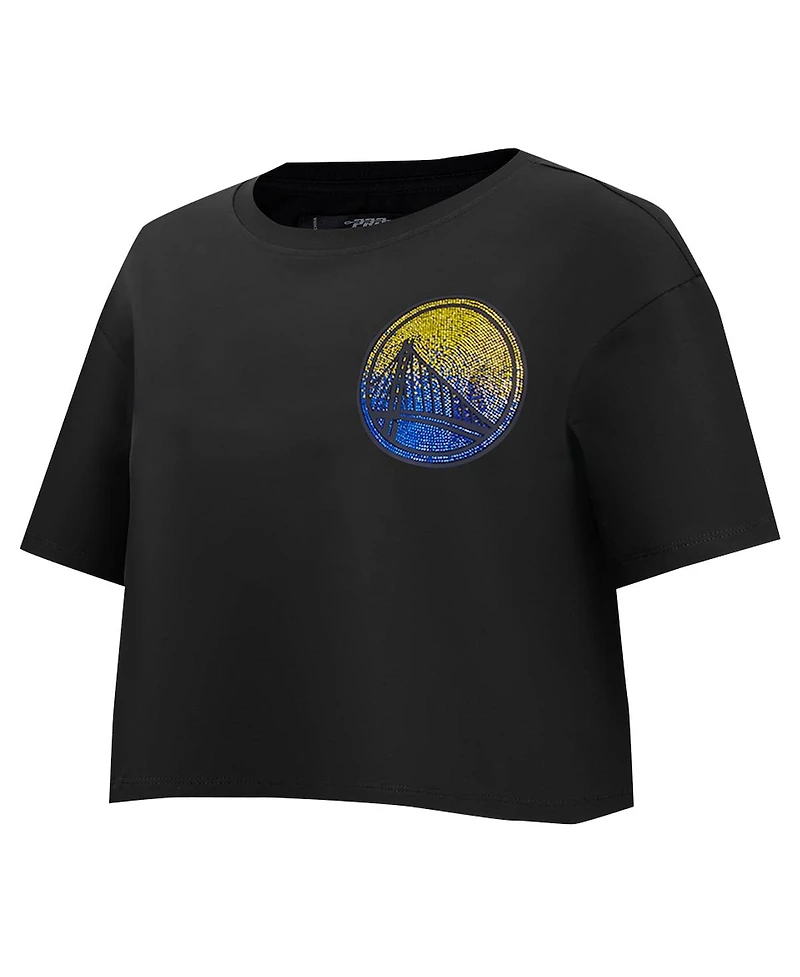 Pro Standard Women's Black Golden State Warriors Jewels Boxy Cropped T-Shirt