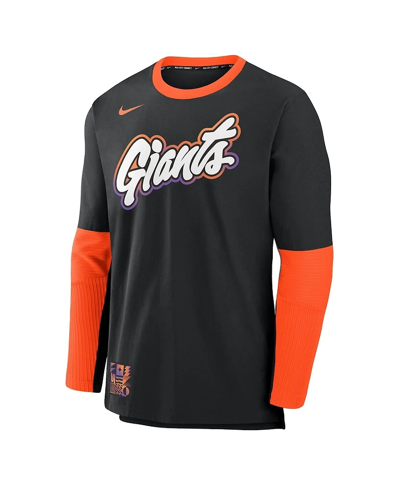 Nike Men's Black/Orange San Francisco Giants 2025 City Connect Authentic Collection Lightweight Player Tri-Blend Performance Long Sleeve T-Shirt