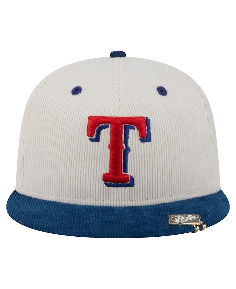 New Era Men's Cream/Royal Texas Rangers Two-Tone Corduroy 59FIFTY Fitted Hat