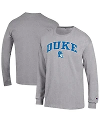 Champion Men's Heather Gray Duke Blue Devils Arch Over Logo Long Sleeve T-Shirt