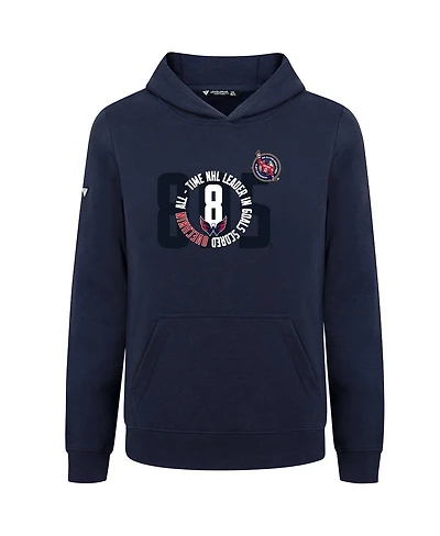 LevelWear Big Boys and Girls Alexander Ovechkin Navy Washington Capitals Nhl All-Time Leading Goal Scorer Milestone Name & Number Podium Pullover Hood