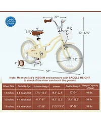 18 Inch Kids Bike Adjustable with Training Wheels Ages 3-8 Years Olds