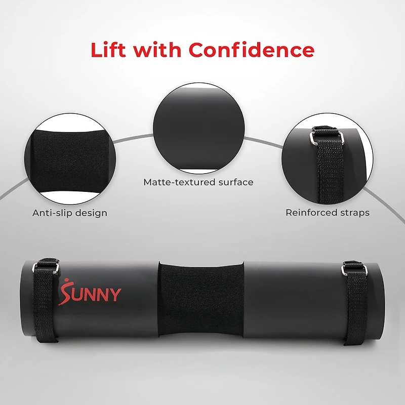 Sunny Health & Fitness Foam Barbell Pad, Heavy-Duty, High-Density Cushion for Squats, Lunges & Hip Thrusts