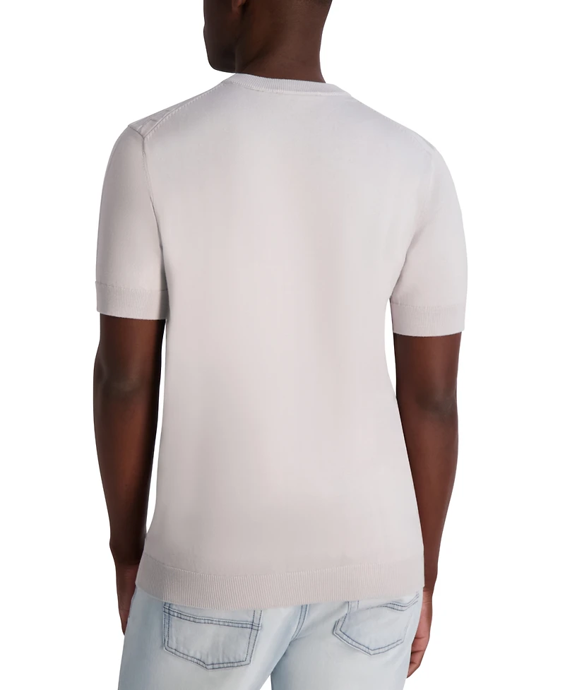 Karl Lagerfeld Paris Men's Short Sleeve Knit Crewneck Sweater