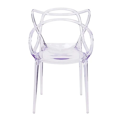 Acrylic Dining Arm Chair with Open Back for Modern Table Seating