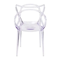 Acrylic Dining Arm Chair with Open Back for Modern Table Seating