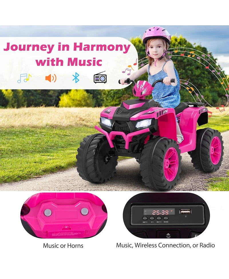 24V Kids Ride-On Electric Atv with Wireless Connection for Toddlers 3-8 Years Old