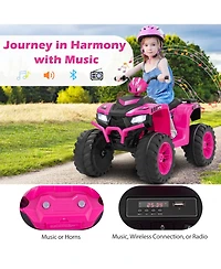 24V Kids Ride-On Electric Atv with Wireless Connection for Toddlers 3-8 Years Old