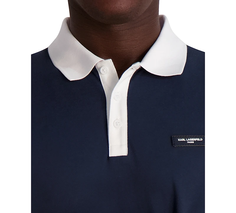 Karl Lagerfeld Paris Men's Color Block Pique Polo Shirt