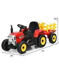 12V Ride on Tractor with 3-Gear-Shift Ground Loader for Kids 3+ Years Old