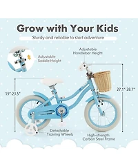 14-Inch Kids Bike with Training Wheels and Adjustable Handlebar Seat