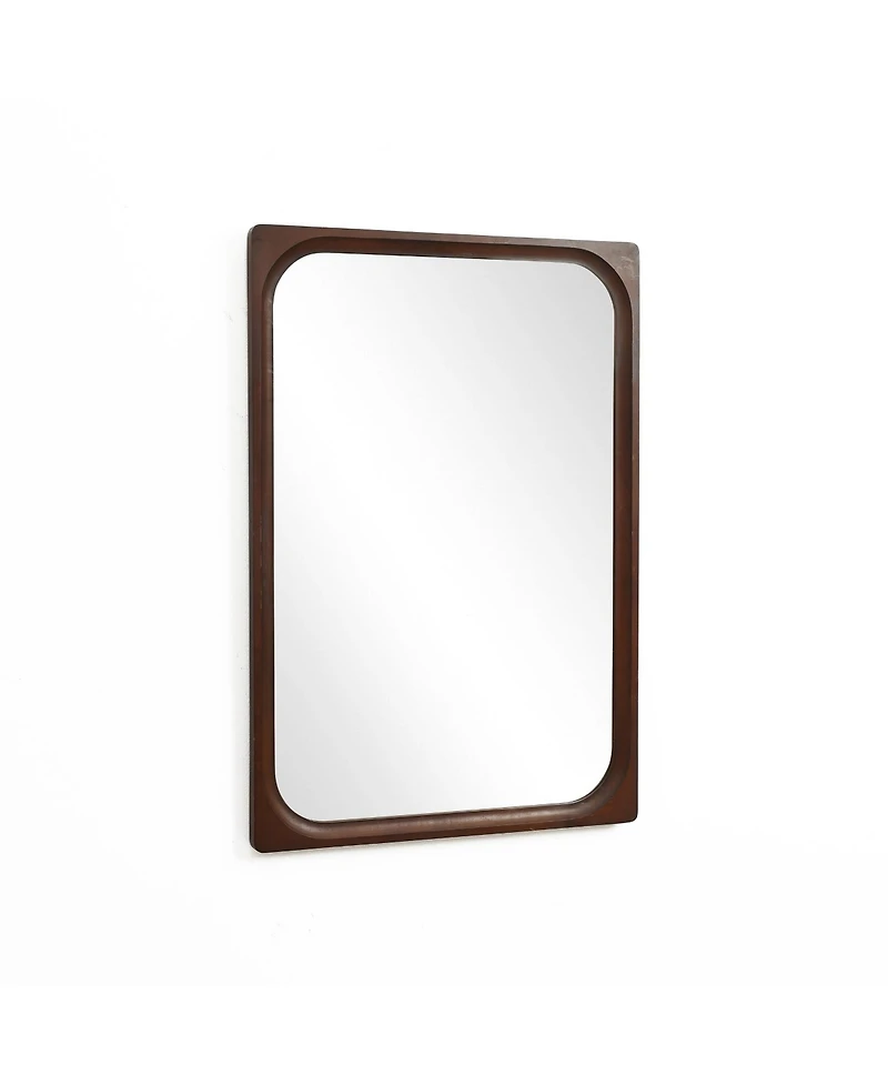 LuxenHome Rubberwood Frame Rectangle 35-Inch Tall Wall Mirror, Accent and Vanity