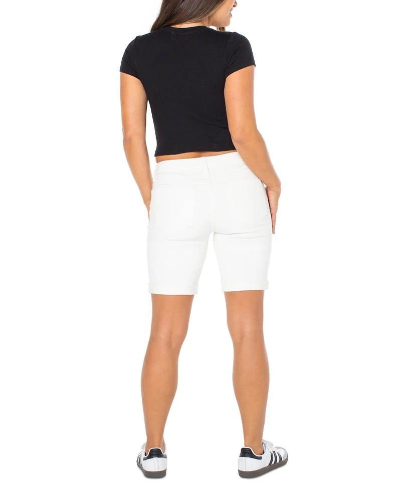 Celebrity Pink Juniors' Cuffed Hem Bermuda Denim Shorts