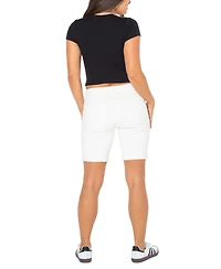 Celebrity Pink Juniors' Cuffed Hem Bermuda Denim Shorts
