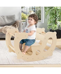 2-in-1 Rocking Horse Arch for Kids Montessori Climbing Toys with Arch Climber