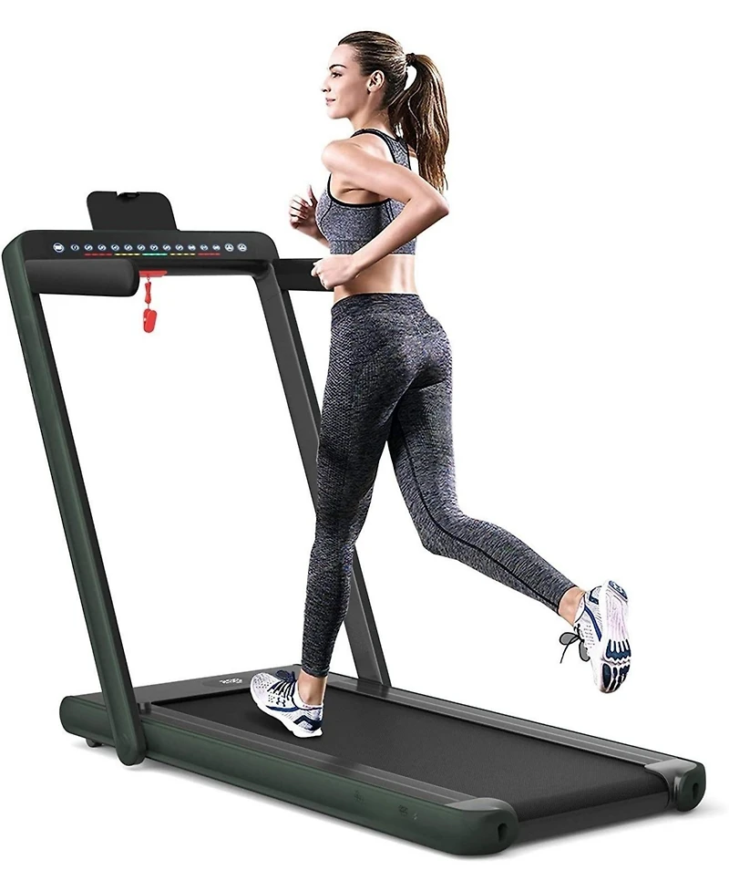 2-in-1 Electric Motorized Folding Treadmill with Dual Display and Speaker