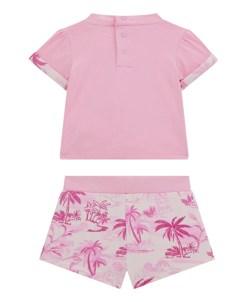 Guess Baby Girls 2-Piece Short Sleeve T-Shirt and Active Shorts Set