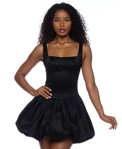Alex & Sophia Juniors' Square-Neck Bubble-Hem Sleeveless Fit & Flare Dress