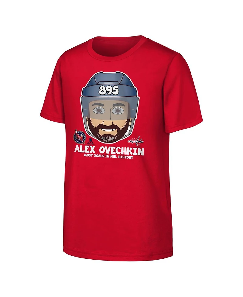 Outerstuff Big Boys and Girls Alexander Ovechkin Red Washington Capitals Nhl All-Time Leading Goal Scorer Emoji T-Shirt