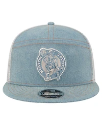 New Era Men's Boston Celtics Adventure Denim Split Panel 9FIFTY Snapback Trucker Hat