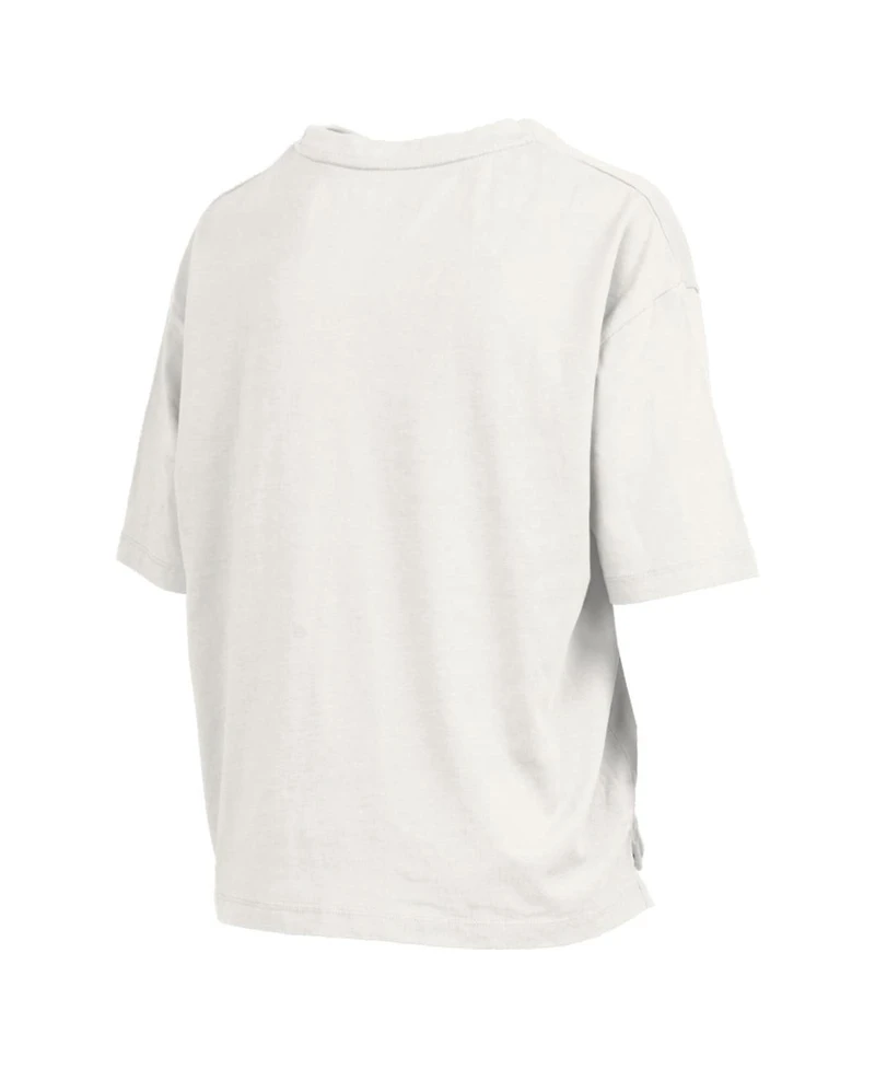 Pressbox Women's White Miami Hurricanes Nelson Arch Over Logo Waist Length Oversized Slub T-Shirt