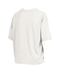 Pressbox Women's White Miami Hurricanes Nelson Arch Over Logo Waist Length Oversized Slub T-Shirt