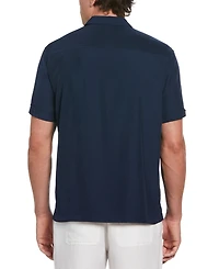 Cubavera Men's Pick Stitch Panel Short Sleeve Button-Down Shirt