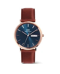Daniel Wellington Men's Analog Brown Leather Watch, 40mm