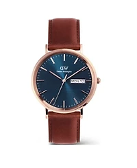 Daniel Wellington Men's Analog Brown Leather Watch, 40mm