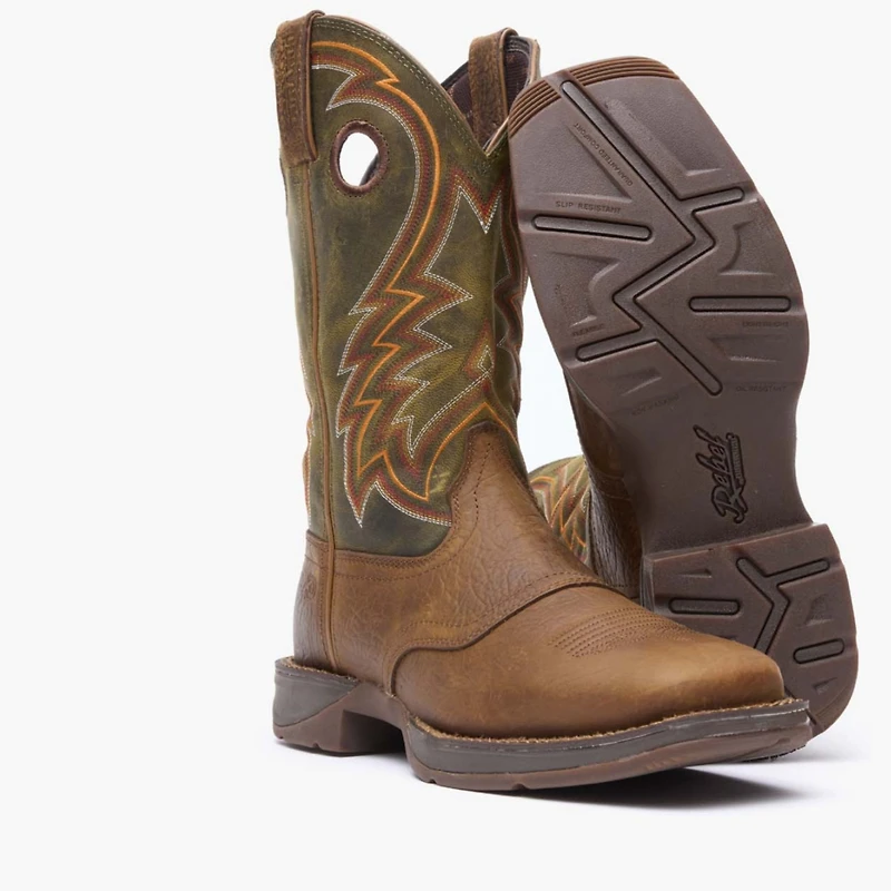 Durango Men's Rebel by Dark Chestnut and Hunter Green Western Boot