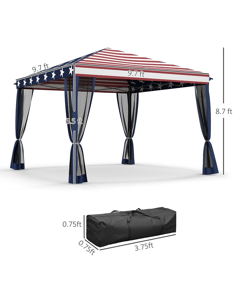 Outsunny 10' x Pop Up Canopy with 4 Removable Sidewalls,