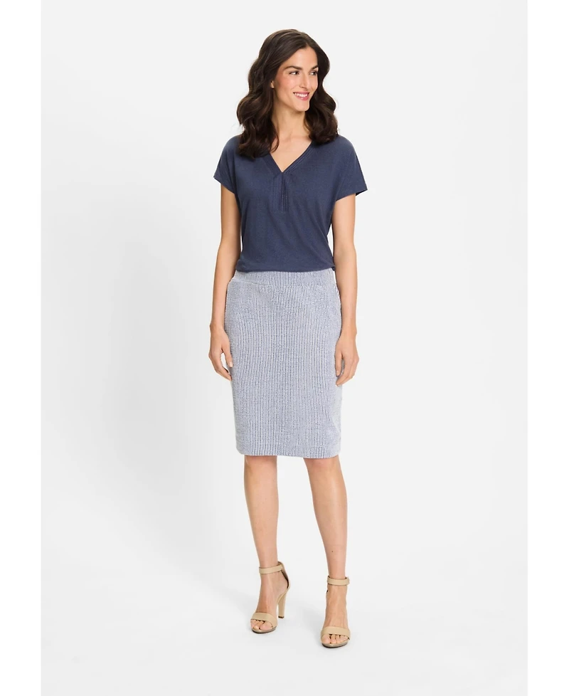 Olsen Women's Seersucker Pull-On Skirt