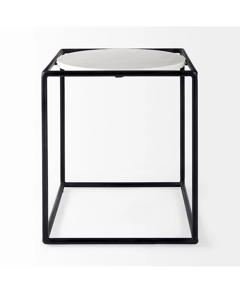 Marble Round End Table for Living Room or Bedroom Decor