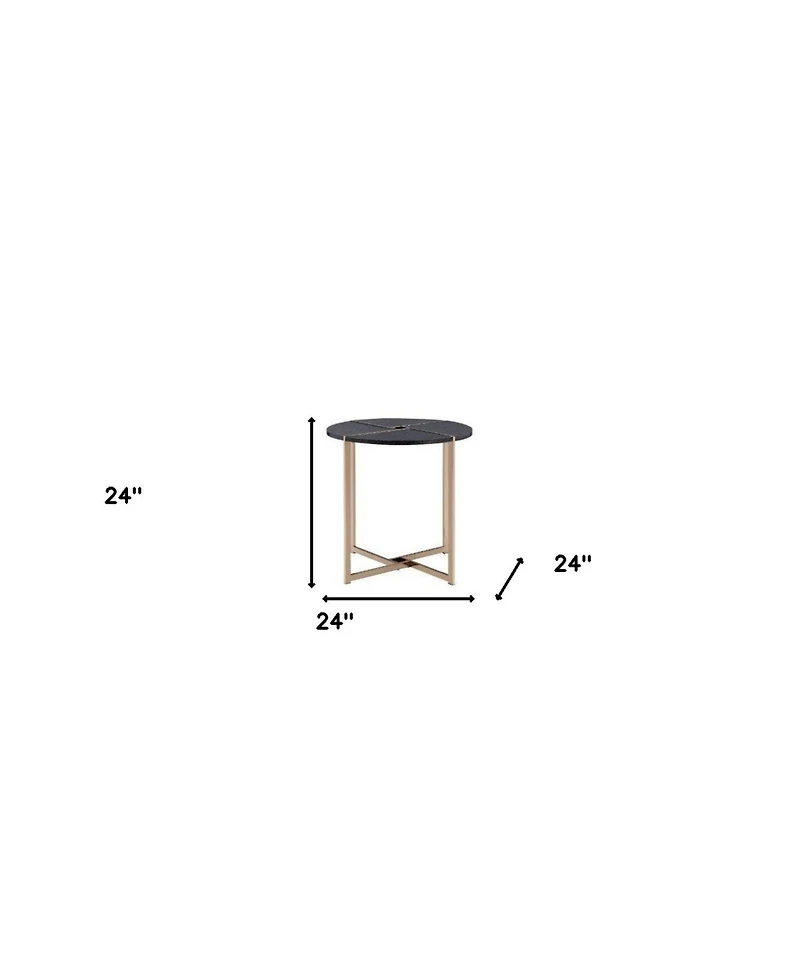 Contemporary Round Side Table – Manufactured Wood with Metal Accents