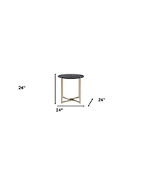 Contemporary Round Side Table – Manufactured Wood with Metal Accents