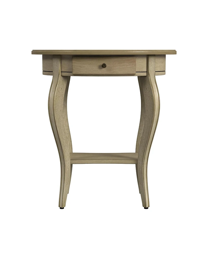 Contemporary Oval End Table with Drawer and Shelf in Manufactured Wood