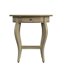Contemporary Oval End Table with Drawer and Shelf in Manufactured Wood