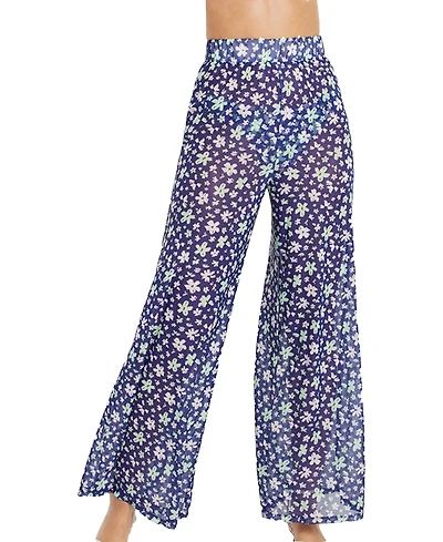 Lscn by Lascana Women's Floral Sheer Cover up Beach Dress Pants