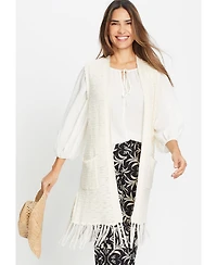 Olsen Women's Longline Fringe Trim Vest